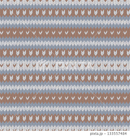 White wool knitted texture with blue and brown stripes seamless pattern 133557484
