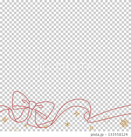 Ribbon decoration frame, background, snow decoration, line drawing, square size Ribbon decoration frame, background, snow decoration, line drawing, square size 133558124