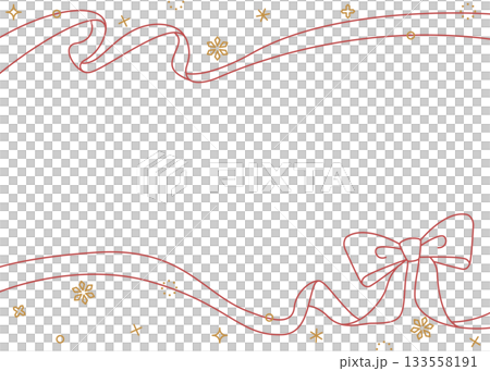 Ribbon decoration frame, background, snow decoration, line art 133558191