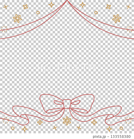 緞帶裝飾框、背景、雪景裝飾、線條畫、方形尺寸 133558380