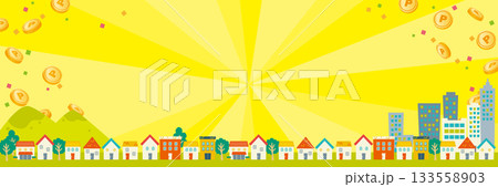 街並みとコインのイラスト背景 133558903