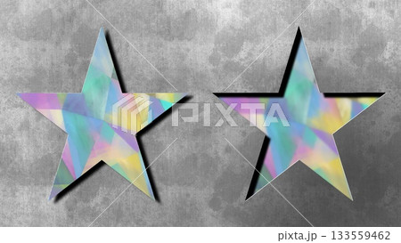 プリズムの様なの二つの星、陰陽の星、3d風のパステルカラーの星 133559462
