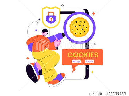 Internet Cookies Technology Vector Illustration Featuring Tracking Cookie Records of User Browsing Activities on a Website In a Flat Background Internet Cookies Technology Vector Illustration Featuring Tracking Cookie Records of User Browsing Activities on a Website In a Flat Background 133559486