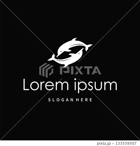 simple design open sea animal dolphin logo with simple sea dolphin concept illustration template 133559507