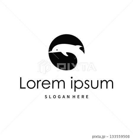 simple design open sea animal dolphin logo with simple sea dolphin concept illustration template 133559508
