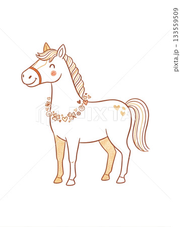 絵本タッチの陽気な馬 133559509