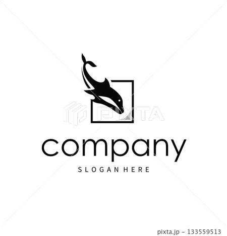 simple design open sea animal dolphin logo with simple sea dolphin concept illustration template 133559513