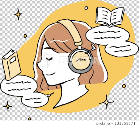 オーディオブックを聞く女性 133559571