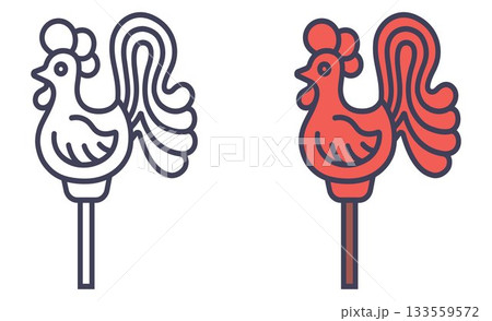 Red lollipop cockerel for kids. 133559572
