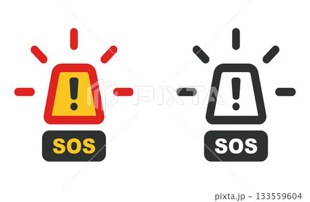 Siren and SOS sign. Siren and SOS sign. 133559604