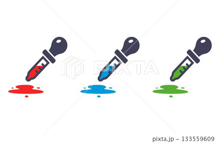 Black pipette icon taking paint for analysis. Black pipette icon taking paint for analysis. 133559609