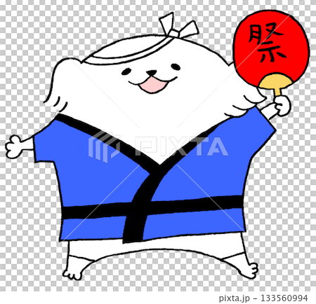 狗狗抱著節慶扇子 狗狗抱著節慶扇子 133560994