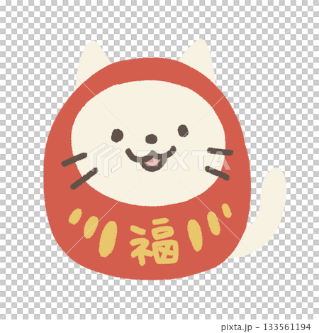 可愛的達摩貓插畫 133561194