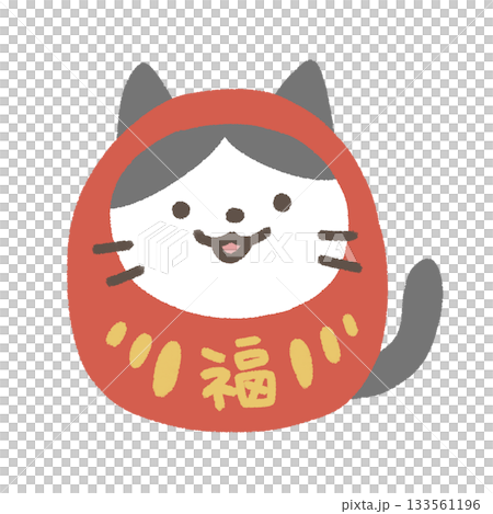 可愛的達摩貓插畫 133561196