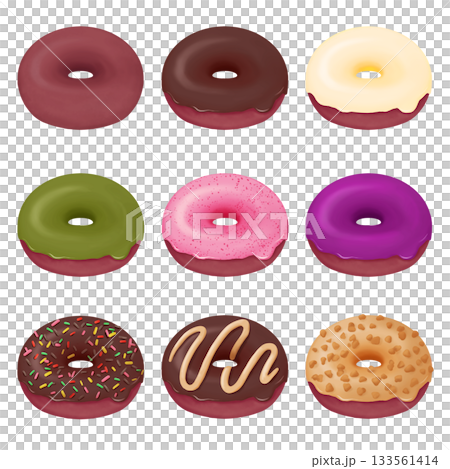 Set of chocolate donuts 133561414