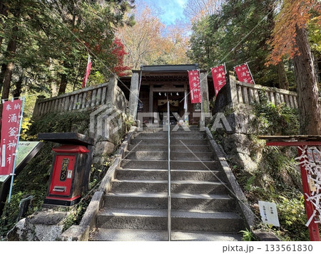 出流原涌釜神社に映える紅葉_ 日本名水百選_ 栃木県の天然記念物 133561830