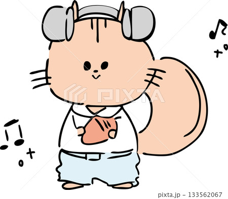 ヘッドホンをつけたリス 133562067