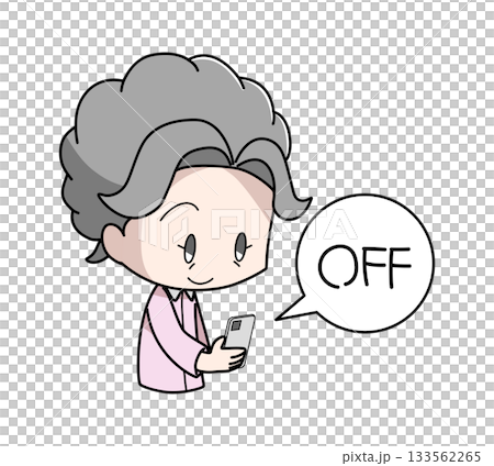 圖：一位老婦人在睡前關閉智慧型手機 133562265