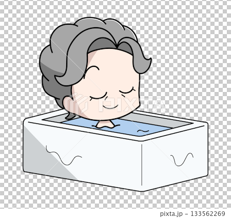 Illustration of an elderly woman taking a bath Illustration of an elderly woman taking a bath 133562269