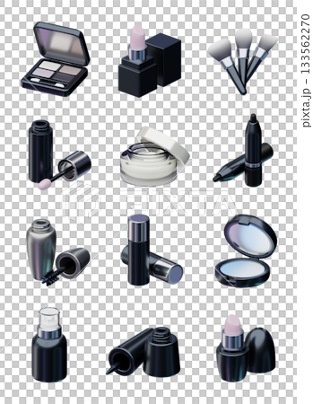 Black and silver cosmetics 3D Icon Set Black and silver cosmetics 3D Icon Set 133562270