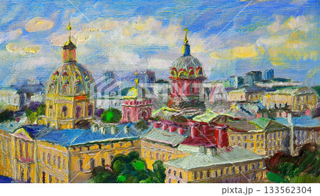 おとぎの大都市のメルヘンチックな風景画 133562304