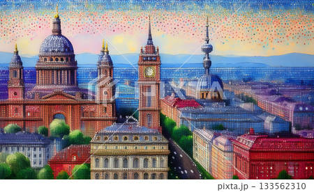 おとぎの大都市のメルヘンチックな風景画 133562310