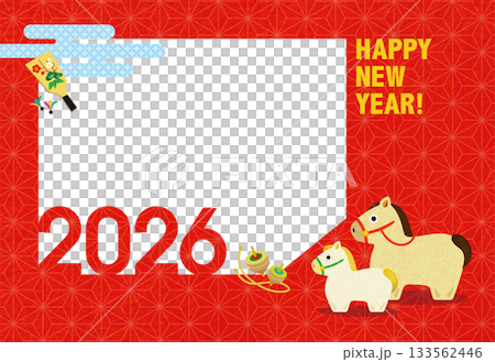 2026 New Year's Card, Year of the Horse, Parent and Child Photo Frame [1 Window] 133562446