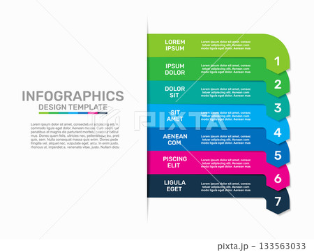 Colorful infographic with four numbered sections, icons for business, workflow, or presentation purposes. Vector illustration. 133563033