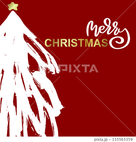 Merry Christmas Greeting Card Template with Grunge Hand Drawn Spruce and Star Merry Christmas Greeting Card Template with Grunge Hand Drawn Spruce and Star 133563359