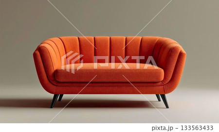 オレンジ色のシンプルなソファ オレンジ色のシンプルなソファ 133563433