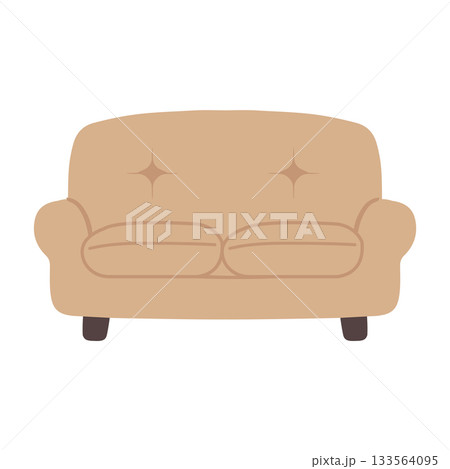 Illustration of Beige Couch with Two Cushions 133564095