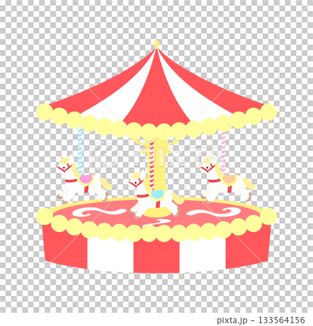 かわいいメリーゴーランドのイラスト　赤 133564156