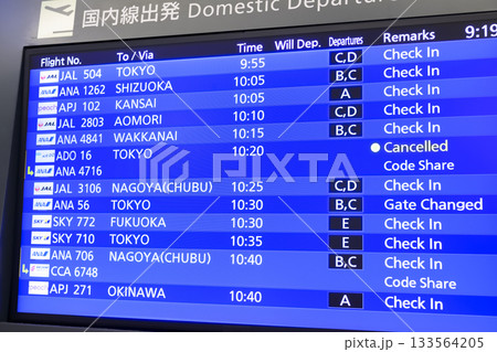 空港のフライトスケジュール 空港のフライトスケジュール 133564205