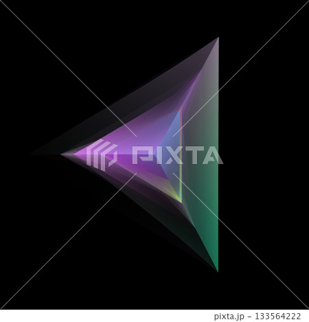 Translucent Gradient Tetrahedron On Black Background 133564222