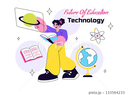 Future of Education Technology Vector Illustration Featuring Modern Digital Learning and Machines For Smart Academic Tools And Edtech In a Background Future of Education Technology Vector Illustration Featuring Modern Digital Learning and Machines For Smart Academic Tools And Edtech In a Background 133564233