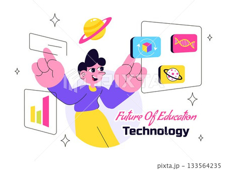 Future of Education Technology Vector Illustration Featuring Modern Digital Learning and Machines For Smart Academic Tools And Edtech In a Background 133564235