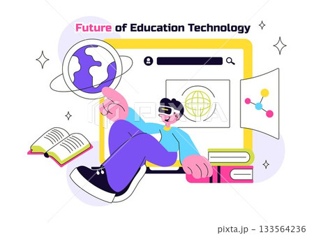 Future of Education Technology Vector Illustration Featuring Modern Digital Learning and Machines For Smart Academic Tools And Edtech In a Background Future of Education Technology Vector Illustration Featuring Modern Digital Learning and Machines For Smart Academic Tools And Edtech In a Background 133564236