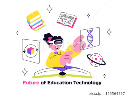 Future of Education Technology Vector Illustration Featuring Modern Digital Learning and Machines For Smart Academic Tools And Edtech In a Background 133564237