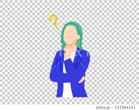 Illustration of a businesswoman in a suit wondering. Flat design Illustration of a businesswoman in a suit wondering. Flat design 133564331