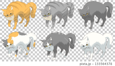 一組貓咪跳 Yannoka 舞步的插圖 133564378