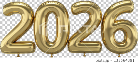 Luxurious Gold Foil Balloon 2026 Typography 133564381