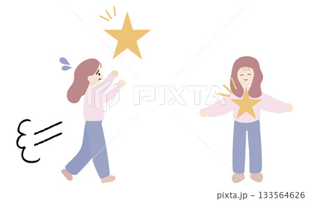 外に輝きを求める女性と内側から輝く女性の対比イラスト 133564626