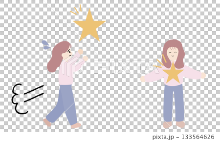 外に輝きを求める女性と内側から輝く女性の対比イラスト 133564626