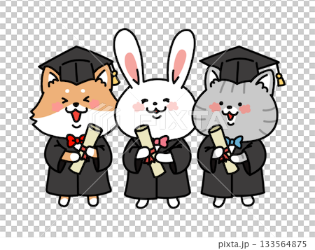 Spring Graduation Congratulations! Dog, Cat, and Rabbit [Set] 133564875