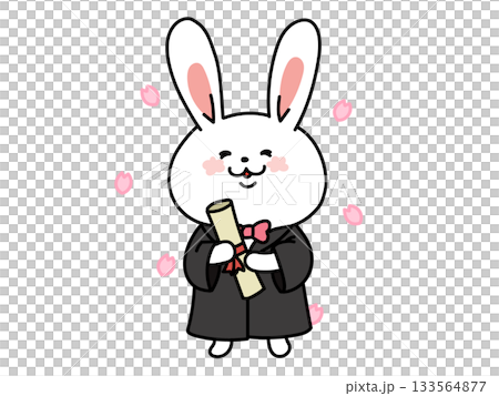 Spring Congratulations on your graduation Rabbit holding a diploma 133564877