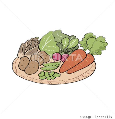 ざるに盛られた春野菜 133565115