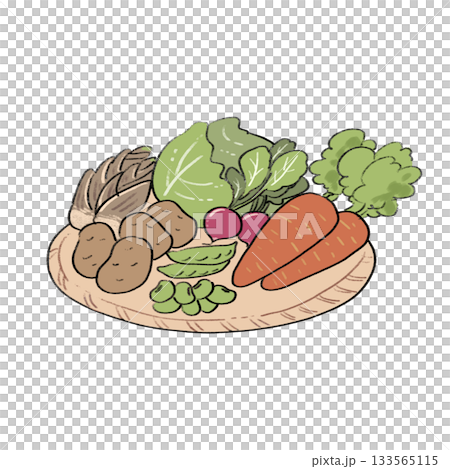 ざるに盛られた春野菜 133565115