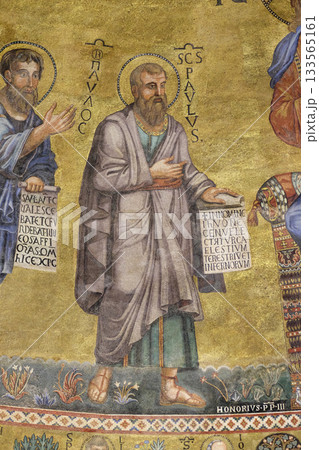 Saint Paul mosaic in the basilica of Saint Paul Outside the Walls, Rome, Italy 133565161