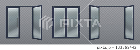Glass door entrance set 3d Glass door entrance set 3d 133565442