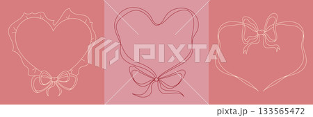 Heart frame in coquette pink design. 133565472